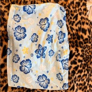 SHEIN Blue and White Floral Skirt